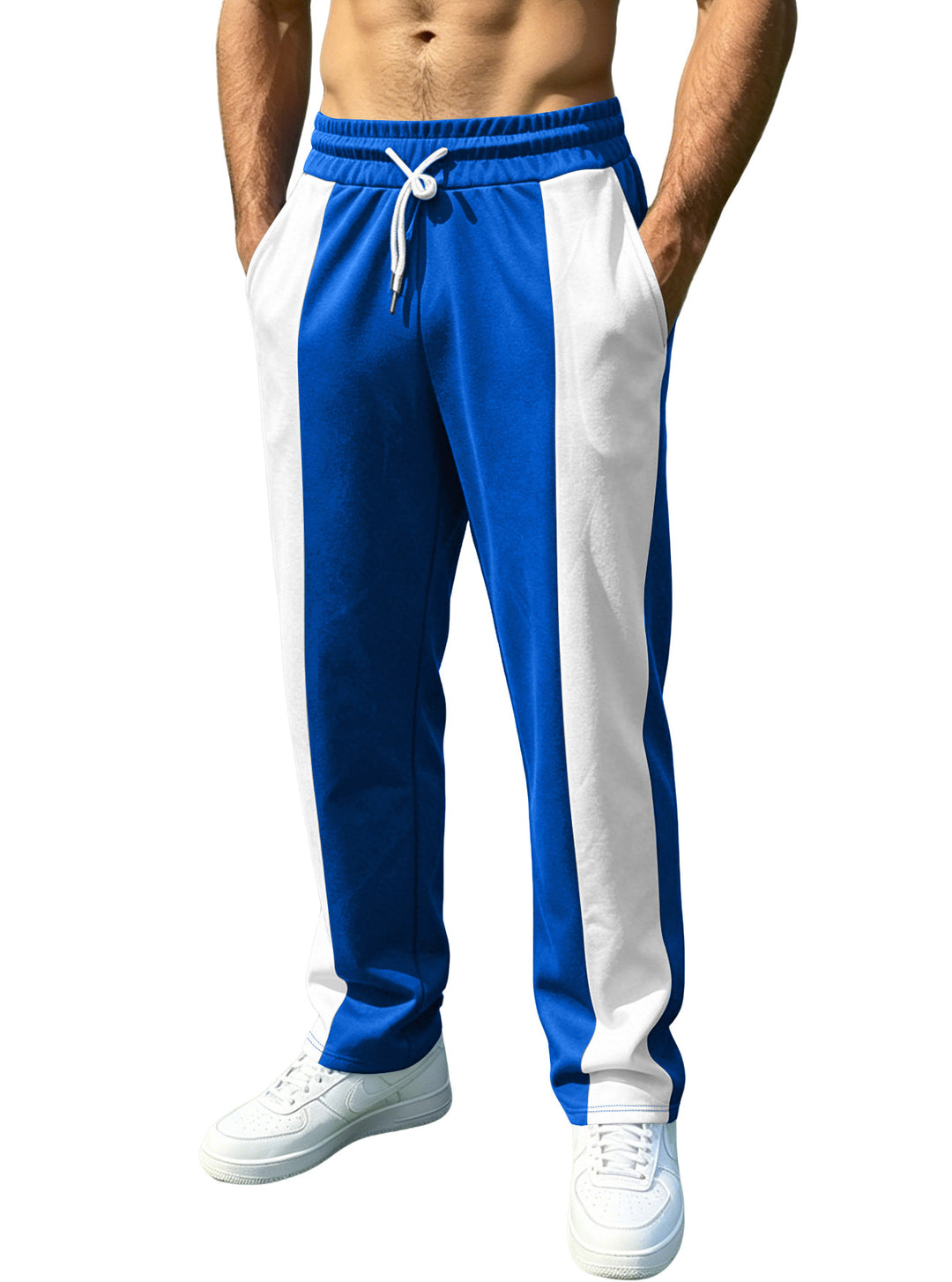 Men's straight-cut training pants with contrast side inserts, elastic drawstring waistband, and side pockets Mune Fashion