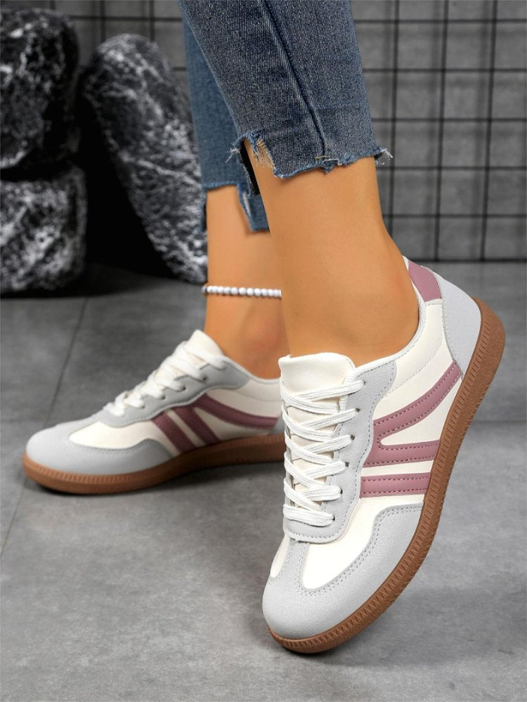 Damen Retro-Sneaker mit Veloursleder-Optik, gepolstertem Komfortfußbett und profilierter Gummilaufsohle Mune Fashion