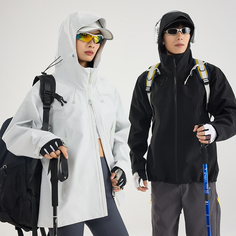 Women's Lightweight Technical Rain Jacket in Oversized Utility Cut with Adjustable Hood Mune Fashion