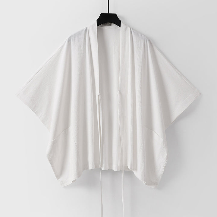 Women Oversize Kimono Cardigan with Tie and Patch Pockets Mune Fashion