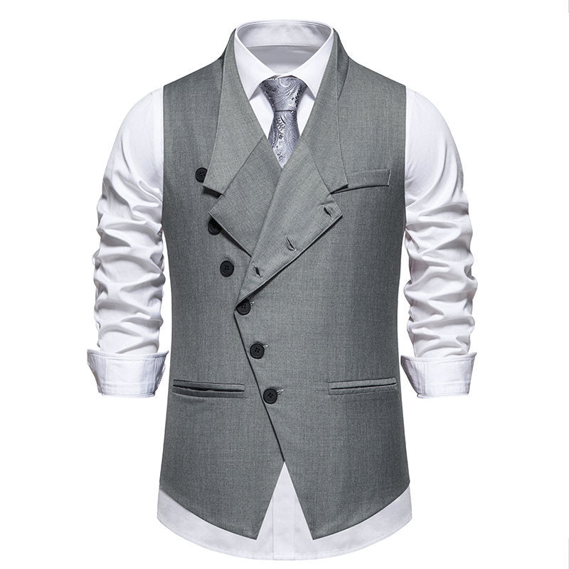 Men's Elegant Suit Vest with Asymmetric Collar and Modern Accents Mune