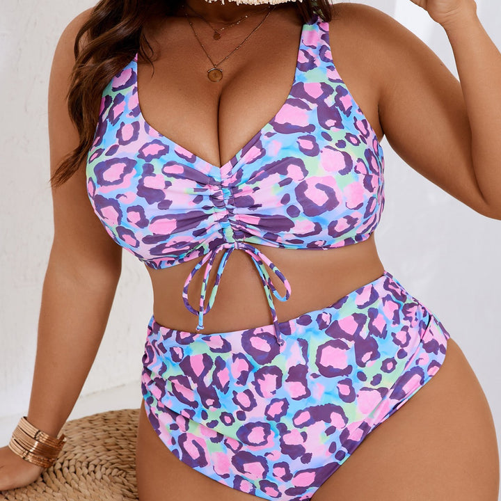 Women's High-Waisted Bikini Set with Playful Leopard Print Mune Fashion