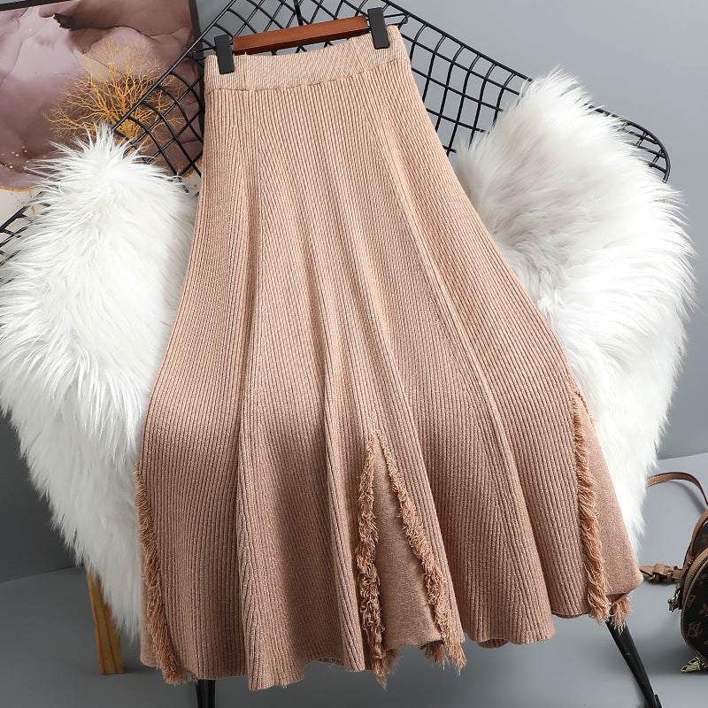 Ladies Flowing Pleated Skirt with Fringes Mune Fashion