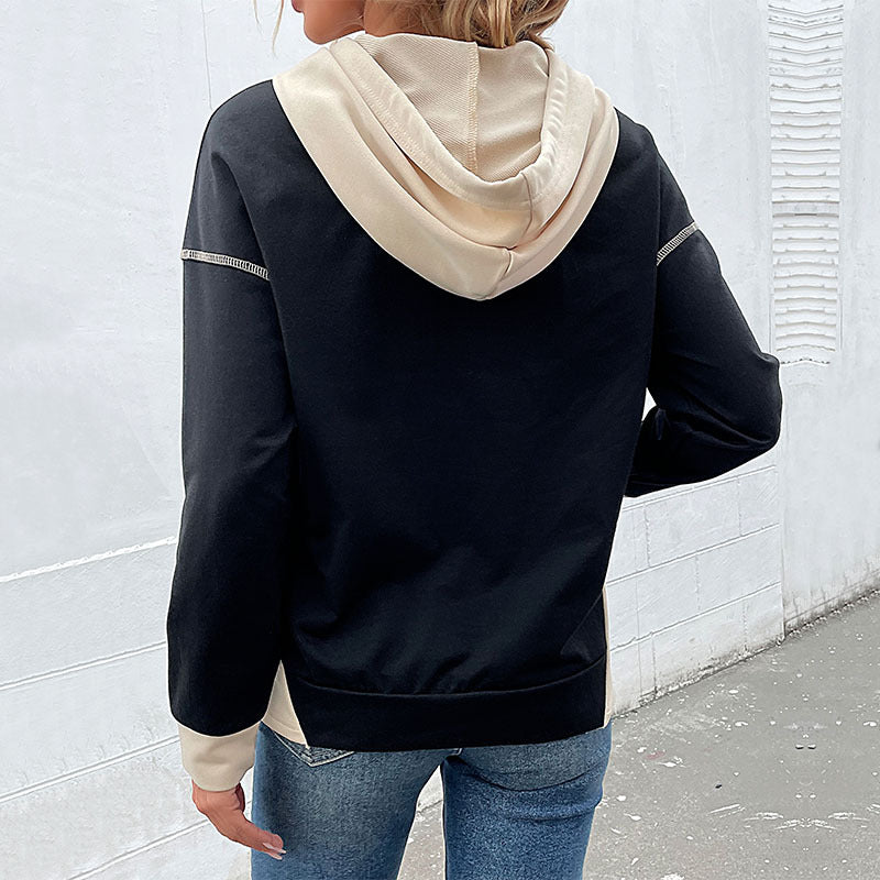 Women's hoodie with contrast trim, kangaroo pocket and casual oversized fit Mune Fashion
