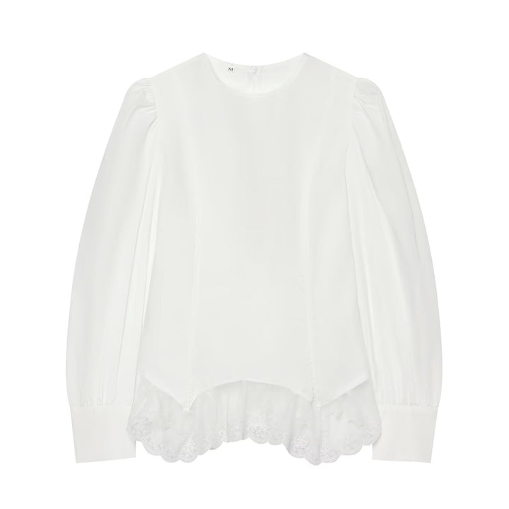 Women's blouse with volume sleeves and lace trim Mune Fashion