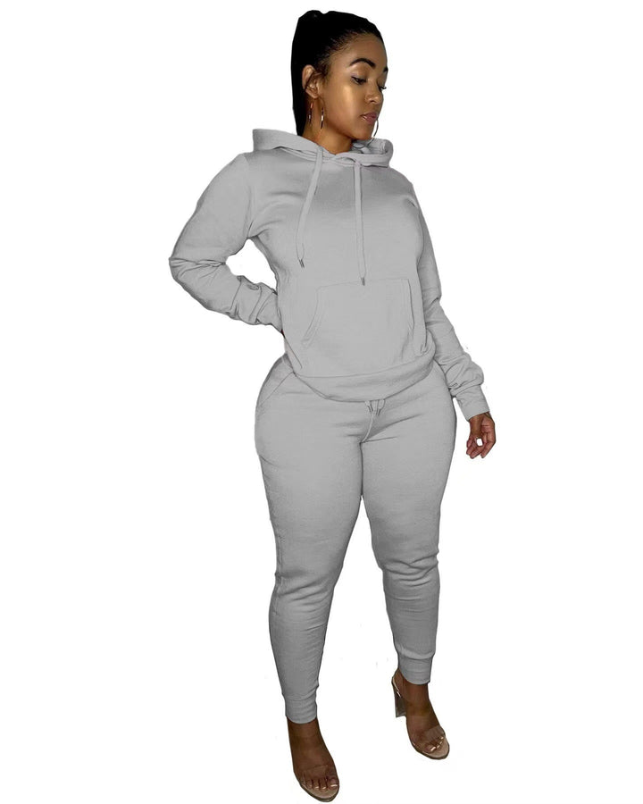 Women's tailored hoodie and jogger set with kangaroo pocket, high comfort waistband, and ribbed ankle cuffs Mune Fashion