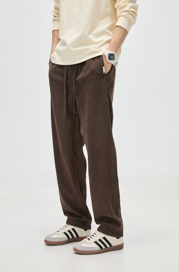 Men's Casual Corduroy Sweatpants with Drawstring and Straight Cut Mune Fashion