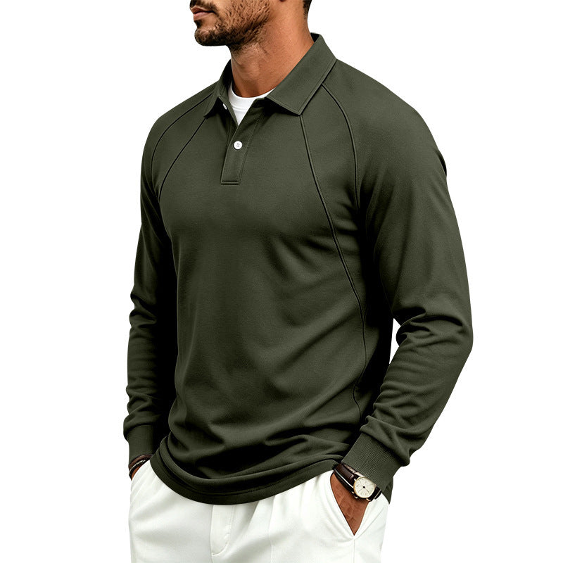 Men's long sleeve polo made of fine cotton blend with raglan seams and ribbed cuffs Mune Fashion