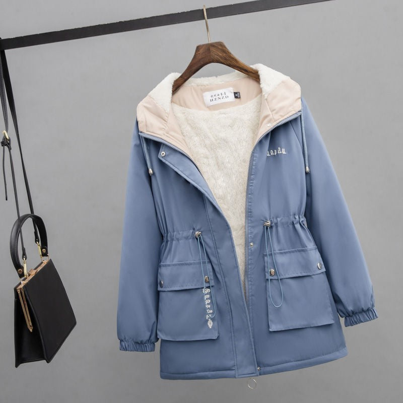 Women's Water-Repellent Hooded Parker with Teddy Lining Tunnel Drawstring Waist and Multiple Pockets Mune Fashion