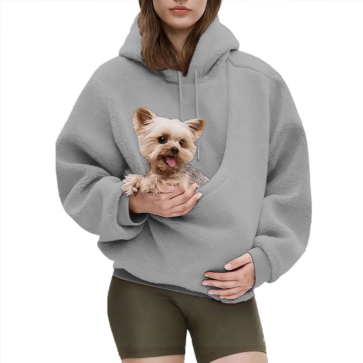 Women’s Oversize Sherpa Hoodie with Integrated Pet Pocket Design Mune Fashion