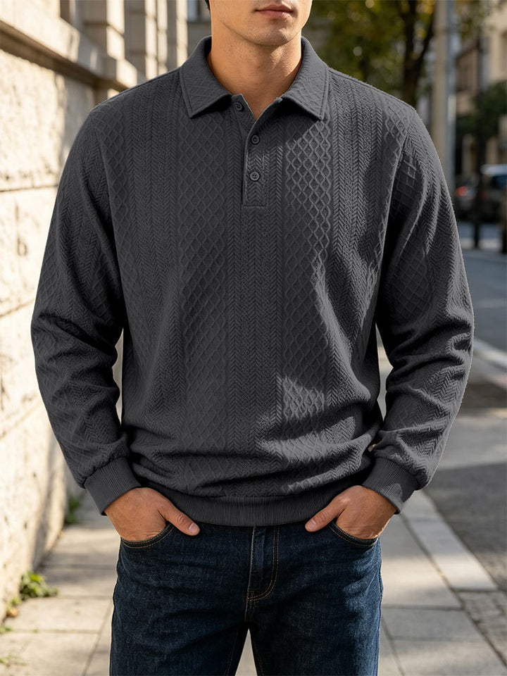 Men's fine-knit polo shirt with cable pattern and ribbed cuffs Mune Fashion