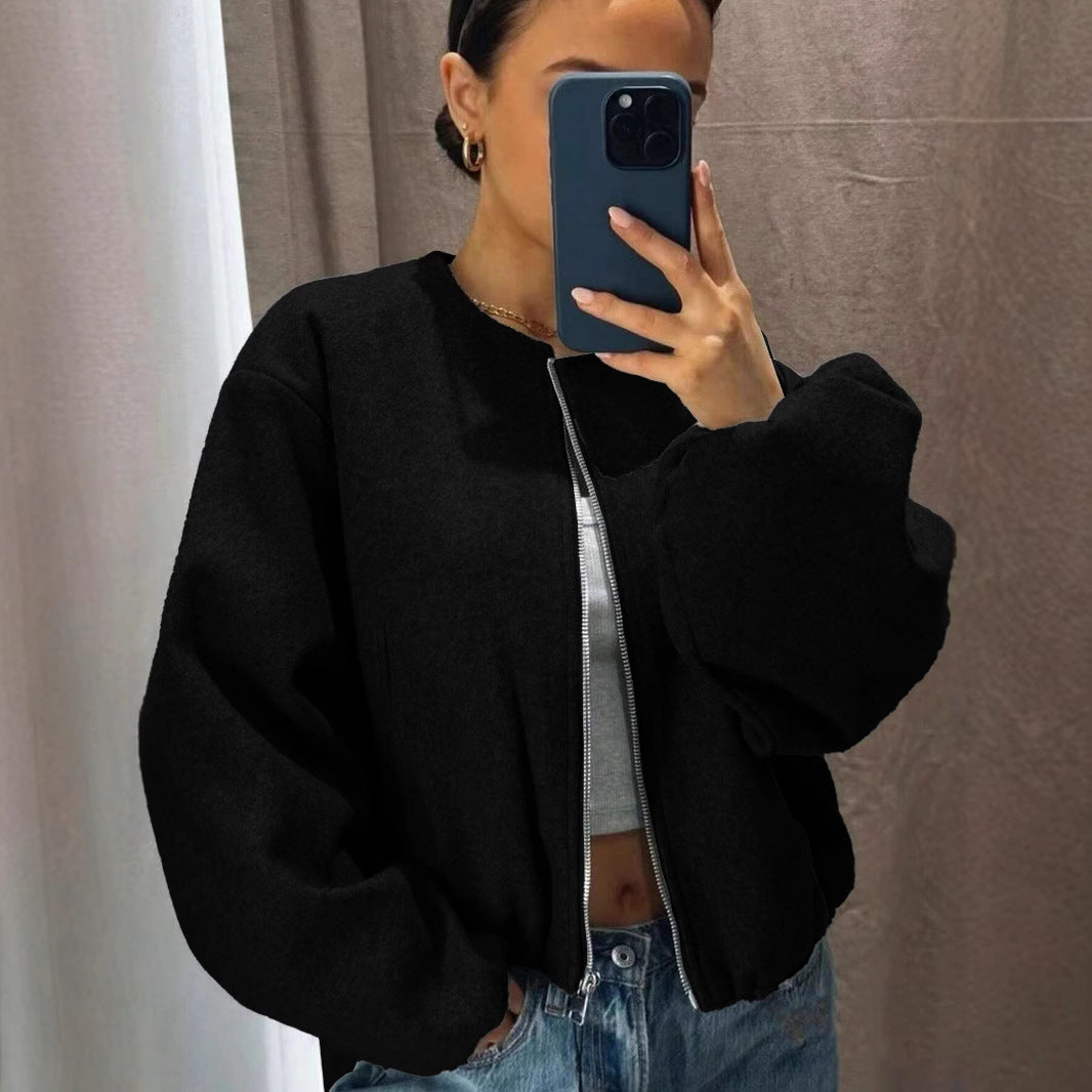 Women's Oversized Bomber Jacket with Zipper and Volume Sleeves Drune