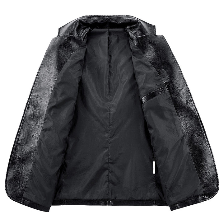 Men's Elegant Faux Leather Jacket in Classic Cut Mune Fashion