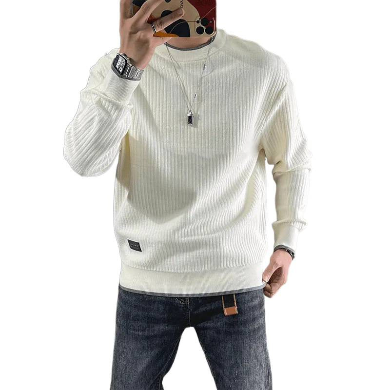 Men's fine knit ribbed pullover with round neck and casual oversized fit Mune Fashion