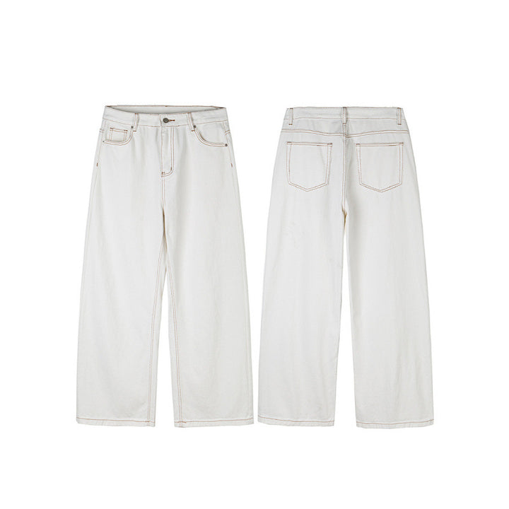 Women's Wide High-Waist Culotte Jeans with Visible Contrast Seams Mune Fashion