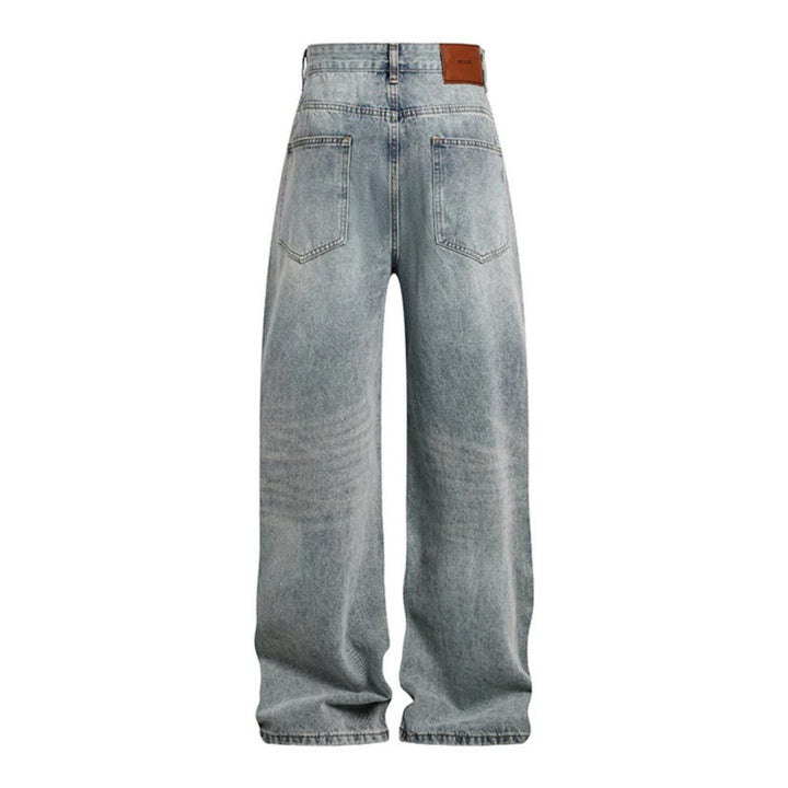 Women's Wide High-Cut Palazzo Jeans with Destroyed Knee Part