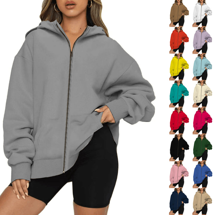 Women's lightweight zip hoodie in relaxed fit with kangaroo pocket and ribbed cuffs Mune Fashion