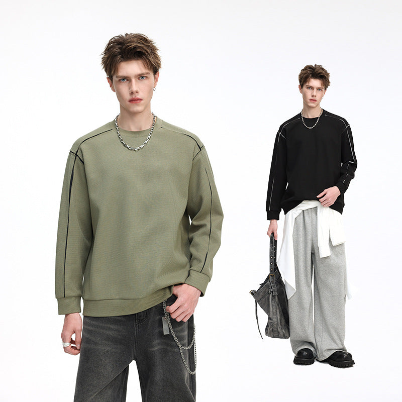 Men's Oversize Ribbed Long Sleeve Shirt with Contrast Seams Mune Fashion