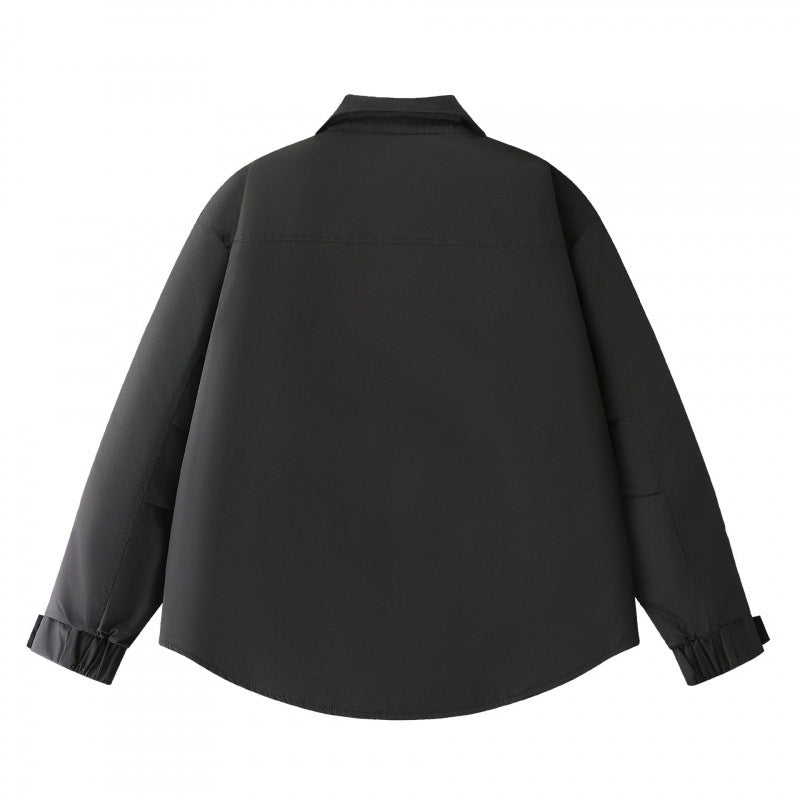 Men's Padded Shirt Jacket with Curved Hem, Zip Pockets, and Snap Placket Mune Fashion