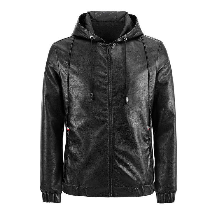 Men's Stylish Faux Leather Hoodie Jacket Mune Fashion