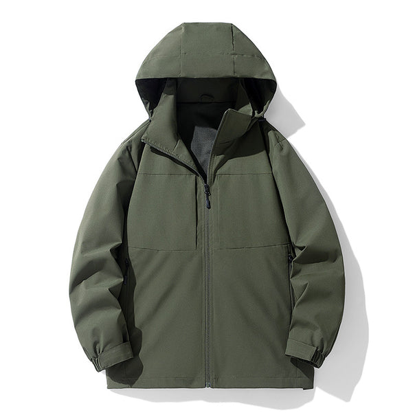 Men's Water-Repellent Softshell Outdoor Jacket with Hood, Breathable Mesh Lining, and Concealed Zipper Mune Fashion