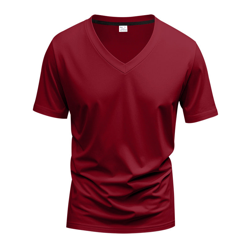 Men's classic V-neck T-shirt made of fine cotton jersey with reinforced neckband and double stitching Mune Fashion