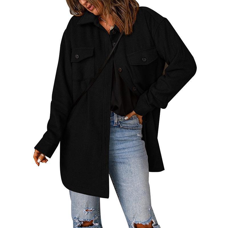 Ladies Oversize Shirt Jacket with Breast Flaps and Long Cut Mune Fashion