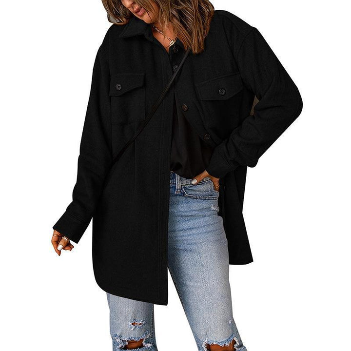 Ladies Oversize Shirt Jacket with Breast Flaps and Long Cut Mune Fashion