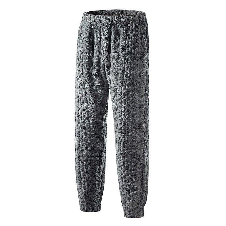 Men's Comfort Chunky Knit Jogging Pants with Cable Pattern, Elastic Waistband & Drawstring Mune Fashion