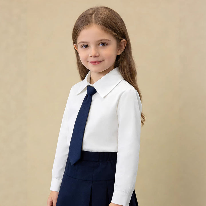 Girls Elegant Shirt with Classic Collar and Tie Mune Fashion