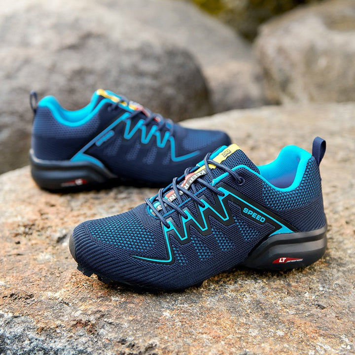 Men's Offroad Running Shoe with Breathable Knit Upper, Grippy Multiterrain Running Sole and Stable Heel Support Mune Fashion