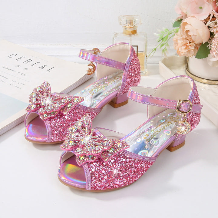 Girl Elegant Ballerina Sandals with Glitter and Rhinestones Mune Fashion