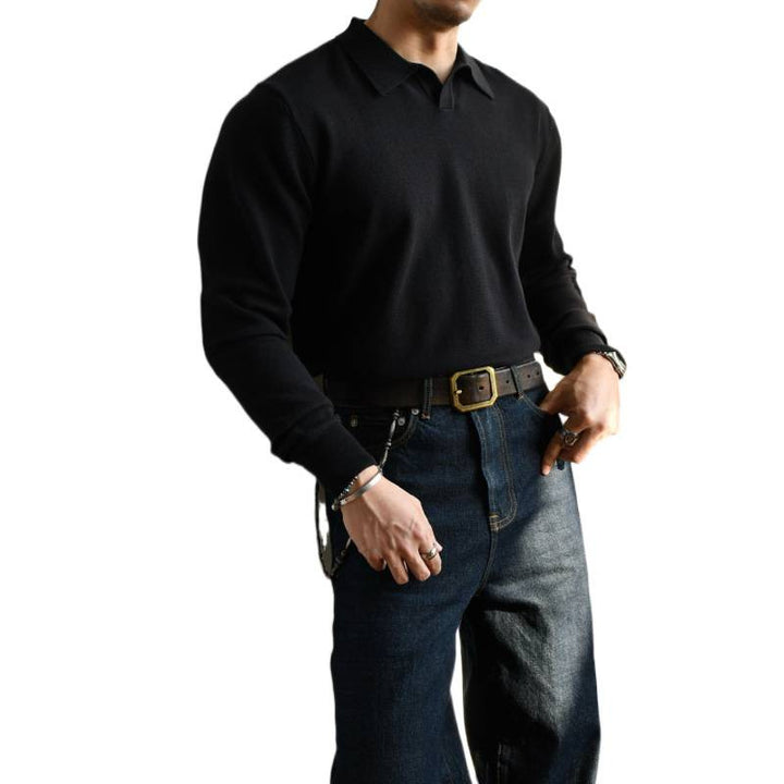 Unisex Oversized Polo collar fine knit sweater with loose fit Mune Fashion