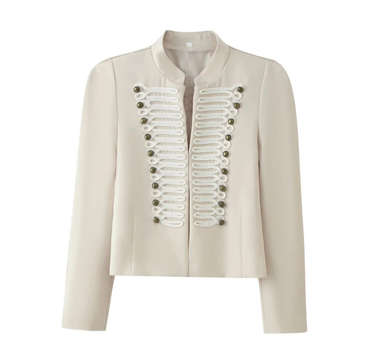 Ladies short jacket in hussar-inspired design with stand-up collar and decorative cords Mune Fashion