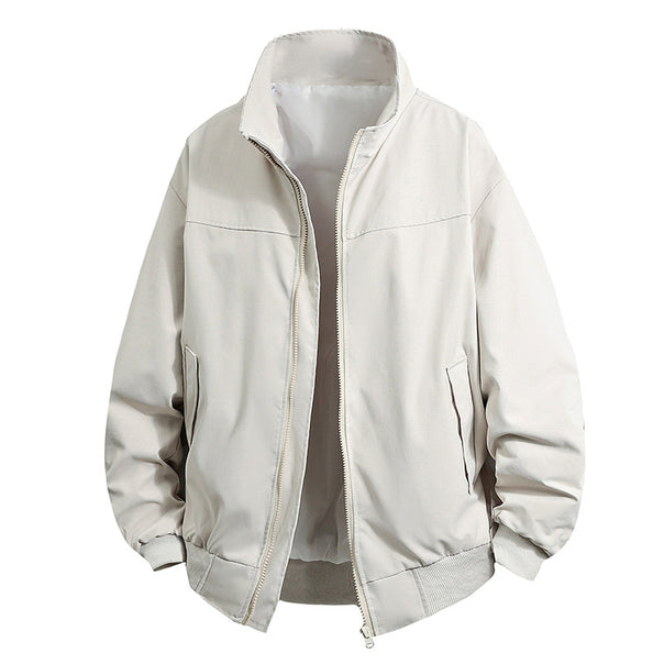 Men's Lightweight Casual Bomber Jacket with Stand Collar, Ribbed Cuffs and Concealed Zip Mune Fashion
