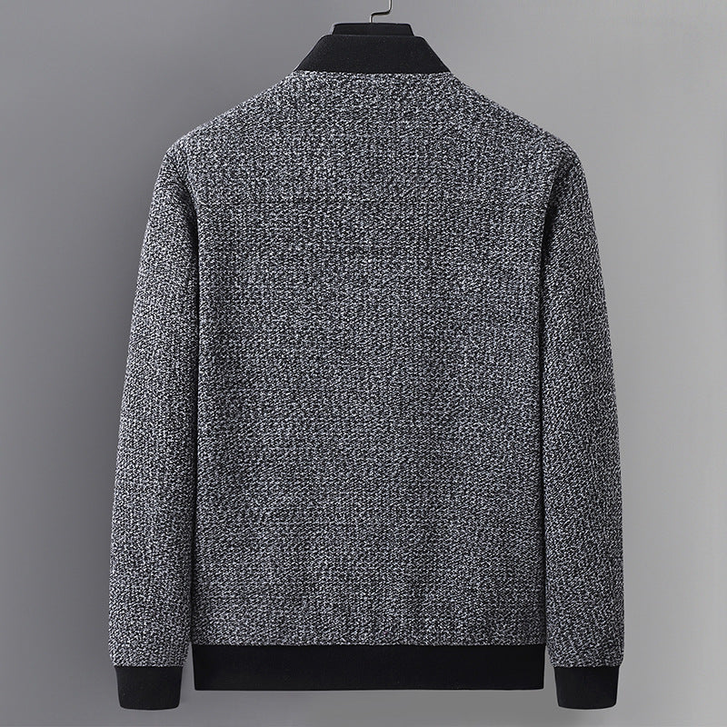 Men’s structured knit bomber jacket with applied patch pockets, ribbed cuffs, and discreet zipper Mune Fashion