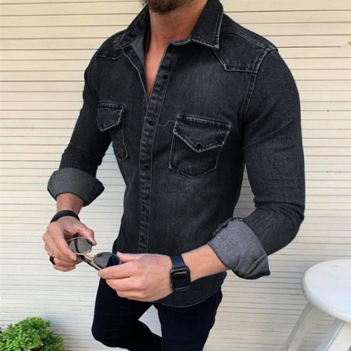 Men's Denim Shirt with Modern Cut and Practical Chest Pockets Mune Fashion