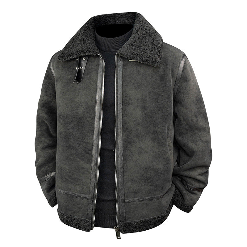 Men's Stylish Bomber Jacket with Faux Fur Collar Mune Fashion