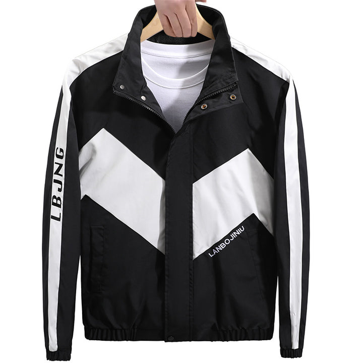 Men's sporty transitional jacket with high collar and modern geometric accents Mune Fashion