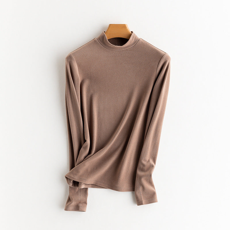 Ladies Fine Long Sleeve Shirt with Stand-up Collar made of Stretch Jersey, Body-hugging Silhouette Mune Fashion