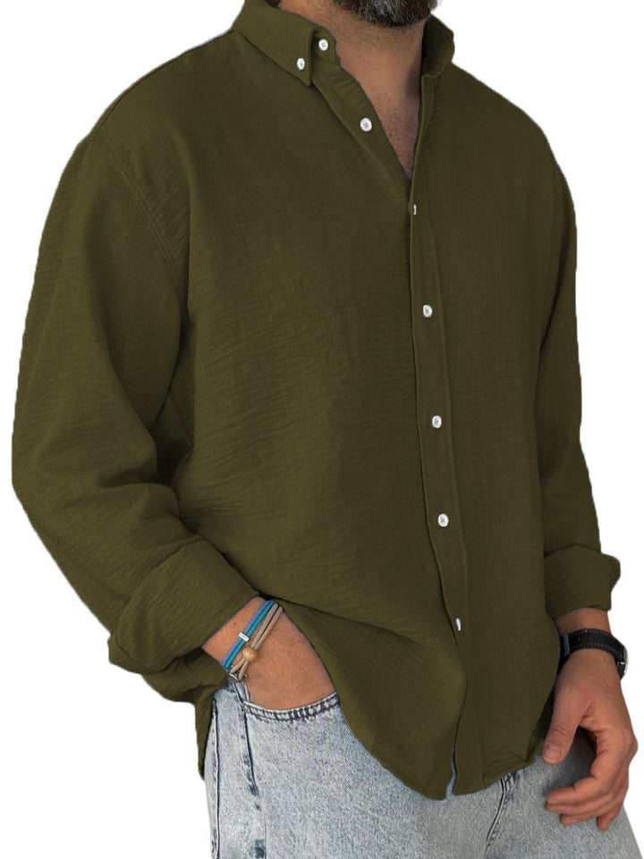 Men's nan lightweight cotton-linen shirt with button-down collar and relaxed fit Mune Fashion
