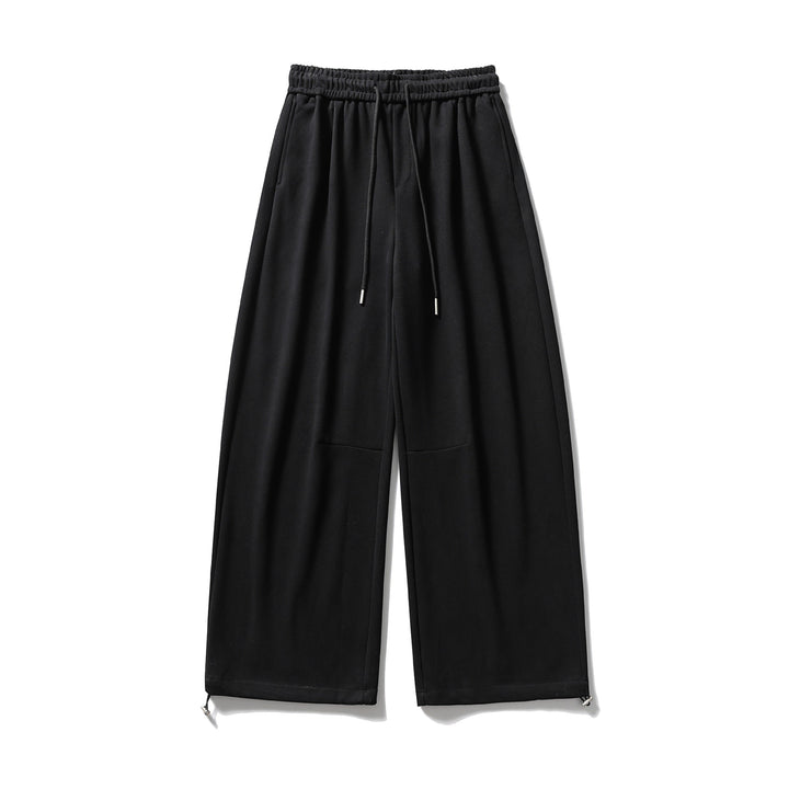 Unisex Wide Sweatpants with Drawstring, Knee Patch and Adjustable Hem Mune Fashion