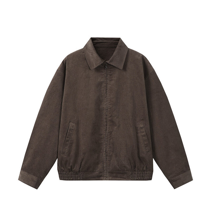 Men's casually cut corduroy blouson jacket with concealed zipper and elastic hem
