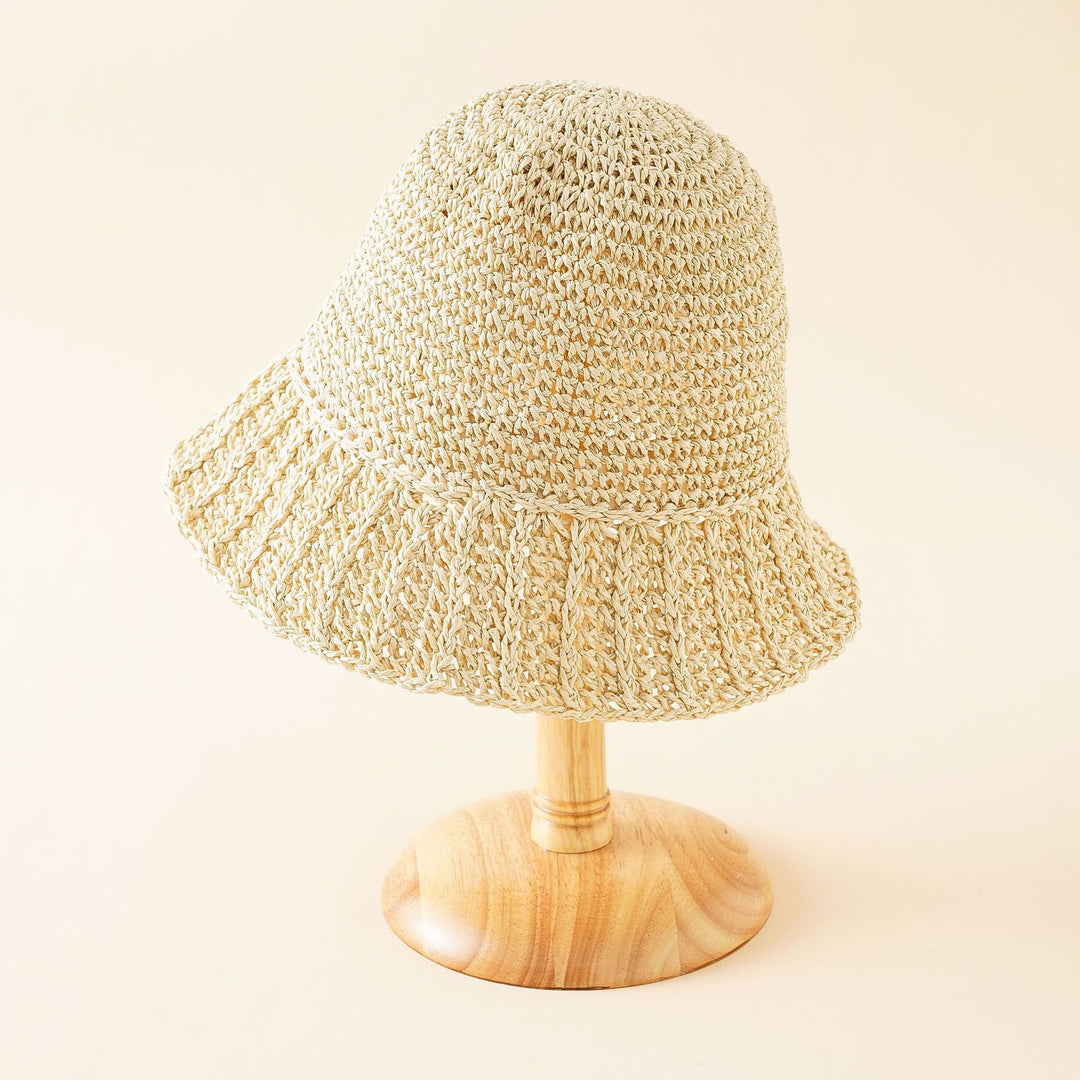 Women's Braided Sun Hat with Soft Brim and Decorative Stitching Mune Fashion