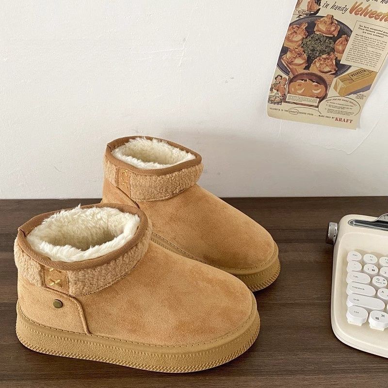 Women Insulated Ankle Winter Boots in Slipper Look with Faux Fur Lining and Non-Slip Profile Sole Mune Fashion