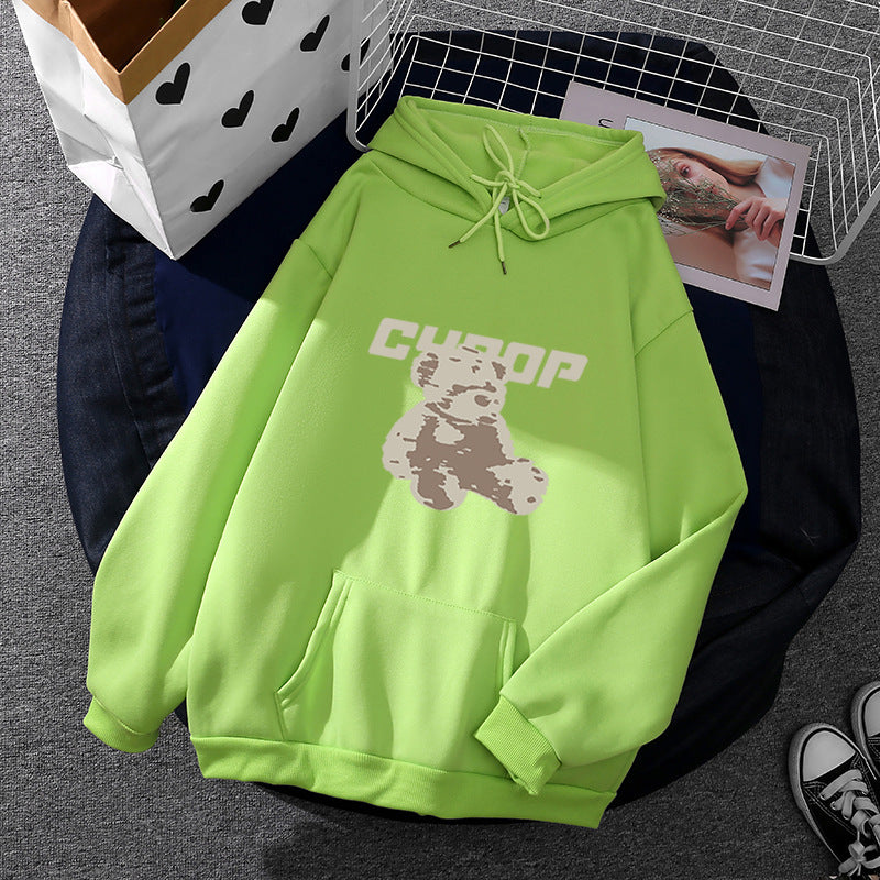 Womens Oversize hoodie with kangaroo pocket, vintage-inspired teddy print and soft French terry lining Mune Fashion