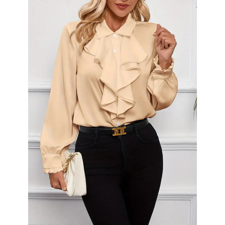 Women's Blouse with Refined Ruffle Details and Elegant Sleeves Mune