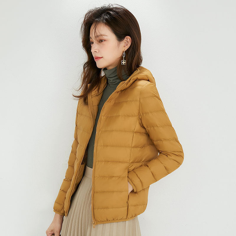 Women's Ultra-light Quilted Hooded Jacket with Ultra-flat Thermal Wadding Mune Fashion