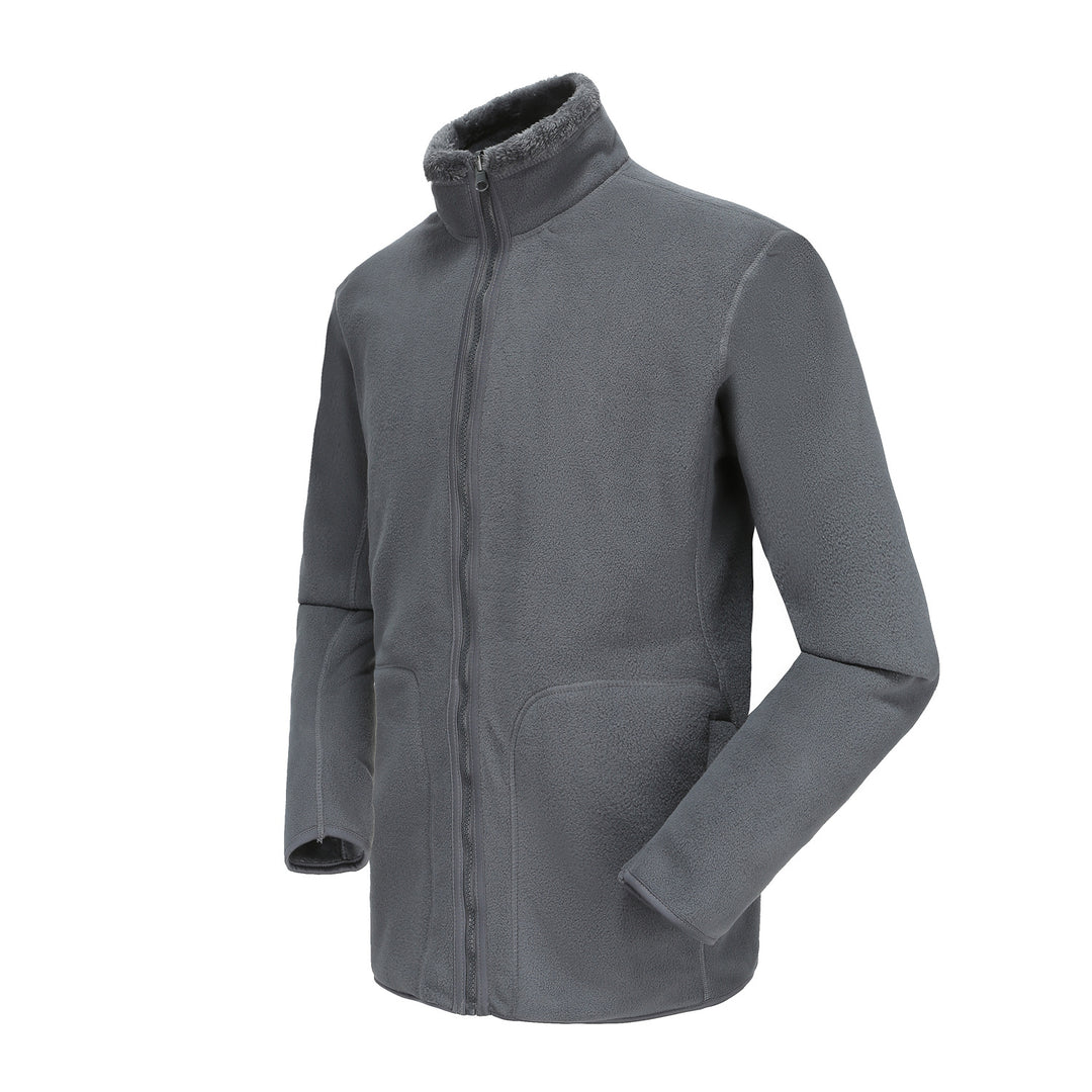 Women's cozy fleece jacket with high stand-up collar, full-length zipper, and figure-enhancing seams Mune Fashion