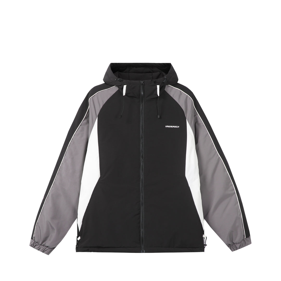 Unisex Short Cut Quilted Hooded Jacket with Reflective Piping and Drawstring Hem Mune Fashion